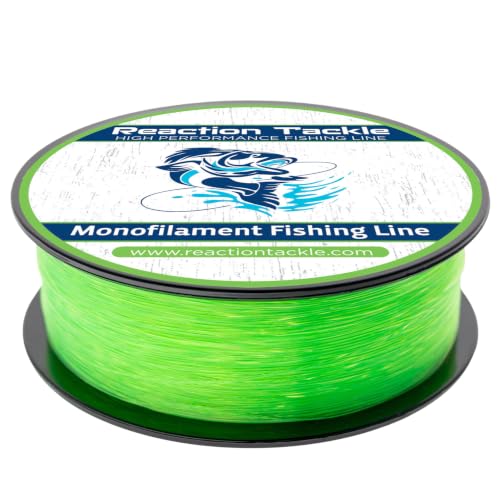 Reaction Tackle Monofilament Fishing Line - Premium Nylon Mono Line, Strong & Abrasion-Resistant, Low Memory for Smooth Long Casts - Freshwater & Saltwater - color: Hi Vis Green, size: 4lb (3000 Yards)