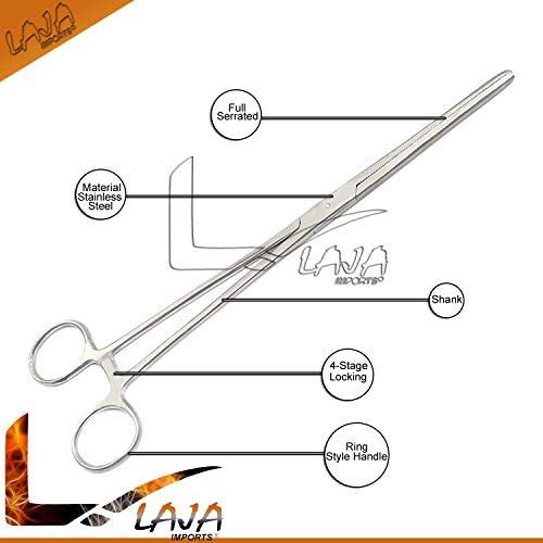 Ultimate Hemostat Stainless Steel Self-Locking Forceps, Ideal for Hobby Tools, Electronics, Fishing and Taxidermy (Straight, 12)