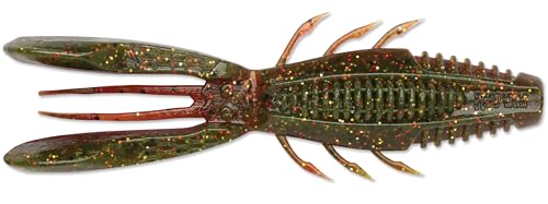 CrushCity Bronco Bug Soft Plastic Bass Lure, Dual-Action Creature Bait with Hinged Arms & Subtle Leg Movement - color: Chile Craw, size: 4"