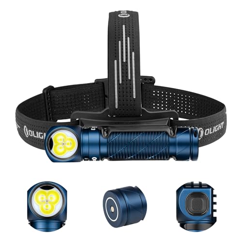 OLIGHT Perun 3 Rechargeable Headlamp Flashlight, 3000 Lumens LED Headlight with Red Light, Waterproof Head Lamp with Headband for Outdoor Camping, Hiking, Working (Midnight Blue) - color: Midnight Blue