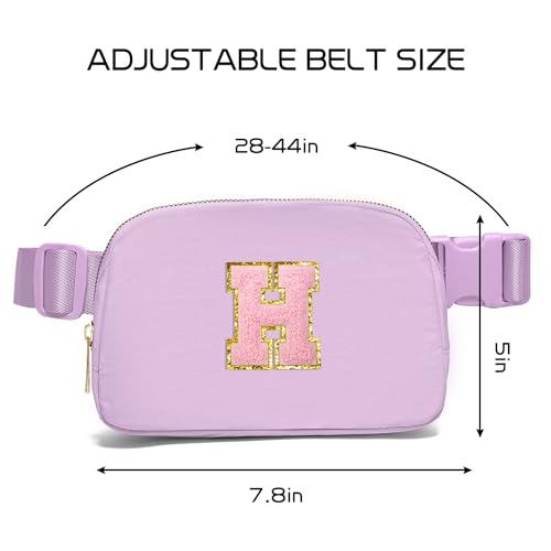 Gitus Initial Belt Bag Fanny Pack Crossbody Bag for Girls Birthday Gifts Age 8-10 Teen Girl Gifts Trend Stuff Personalized Letter Gifts for Daughter Sister (Lavender-H) - color: Lavender, style: H