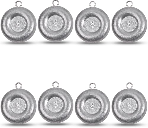 Disc Sinkers Fishing Weights, Coin Fishing Sinkers Weights Saltwater Surf Fishing Weights Bottom Drifting Trolling Catfishing Fishing Sinkers Saltwater Gear Tackle 1oz 2oz 3oz 4oz 5oz 6oz 8oz - style: 4 Ounce, 8 Pack