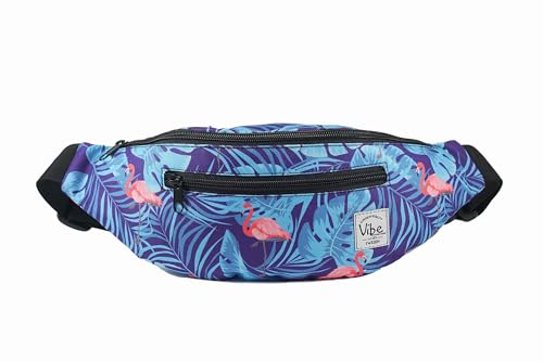 Vibe Festival Gear Rave Fanny Pack for Women Men – Festival, 4 Pockets, Adjustable Strap, Cute Waist Bag, Crossbody Belt Bag, Hiking, Running, Cycling - color: Flamingo, size: Fits Most