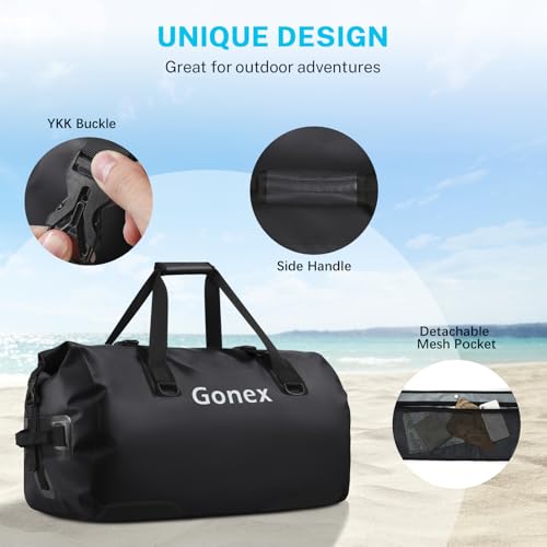 Gonex 40L 60L 80L Extra Large Waterproof Duffle Travel Dry Duffel Bag Heavy Duty Bag with Durable Straps & Handles for Kayaking Paddleboarding Boating Rafting Fishing - color: Black, size: 80L