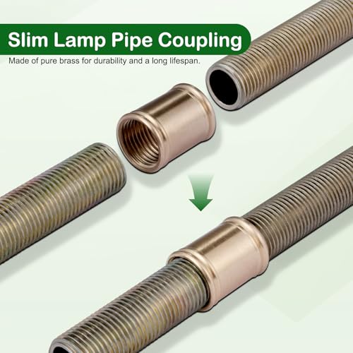 Lamp Pipe Locknut,Lamp Rod Couplings,Brass Lock Nut Fasteners for Standard 1/8 IP Threaded Pipe,Perfect for Lamp Assemlby or Repair,Lamp Tube Threaded Locknuts - size: Brass Set - Lock Nuts, Couplings, Washers