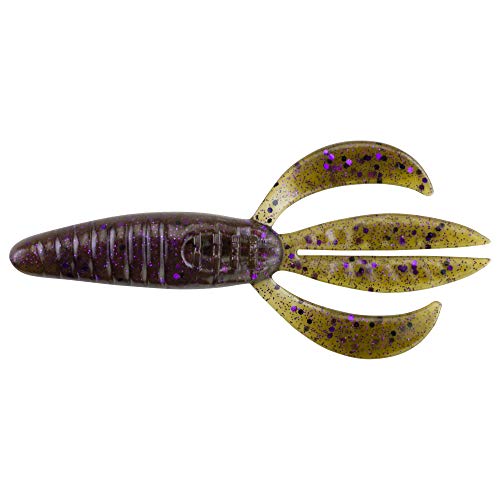 Berkley PowerBait Pit Boss Fishing Soft Bait - color: Green Pumpkin Purple Fleck, size: 4" (8 Count)