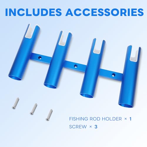 Aluminium Fishing Rod Holders for Boat, Wall-Mounted Fishing Pole Roof Rod Rack,Surf Fishing Rod Holder for Truck, Boats & Yacht - color: 4 Tubes Blue