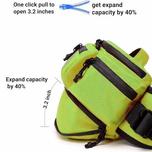 Large Fanny Pack for Men Women with Reflective Stripe, Concealed Casual Waist Bag with Adjustable Belt for Cycling Hiking Fishing Camping Travel (Green) - color: Green