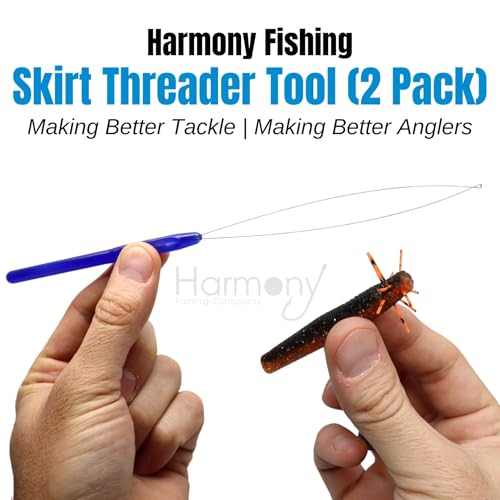 Harmony Fishing – Skirt Threader Tool (2-Pack + 8 Silicone Skirts) - Create Custom Fuzzy Dice Style Bass Baits
