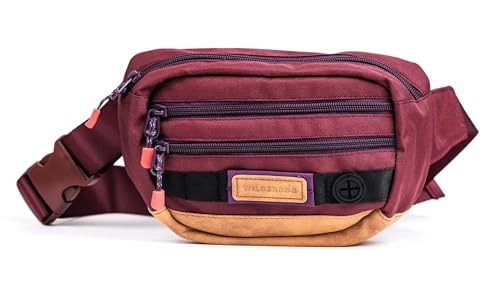 Wilderdog Utility Fanny Pack stores Treats, Balls, Keys in 3 Pockets with adjustable strap and Poop Bag dispenser (Huckleberry) - color: Huckleberry