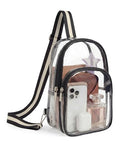 Missnine Clear Bag for Stadium Events Clear Crossbody Bag Fanny Pack Sling Transparent Purses for Sport Concert - color: B-black[basic]
