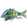 BASSDASH Bone Swimbait Multi Jointed Hard Fishing Lure for Bass Trout Bluegill Pike with Angled Cut Segments - color: Blue Gold