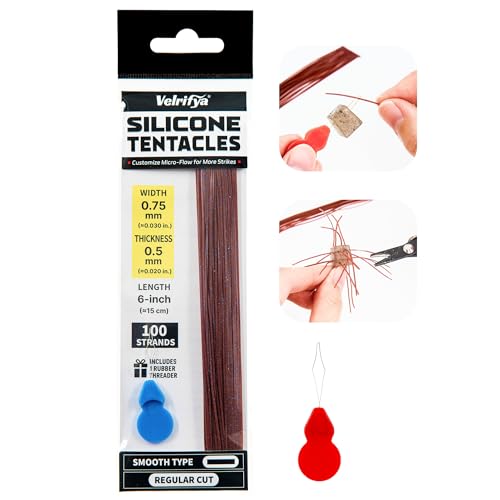 Silicone Skirt Tabs & Tentacle Strands Set for Dice Lure Builds, Japanese-Style Rubber Legs DIY Kit for Soft Baits, with Threader Tool, Fishing Lure Material for Jig Skirts - color: 03 - Worm Blue Flake, size: Smooth Type