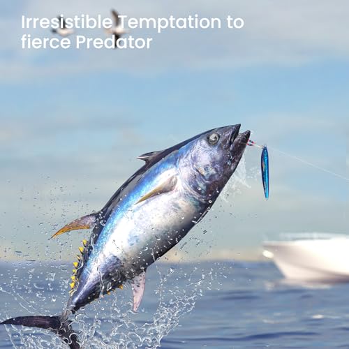 Pristis Angel Wings Vertical Jig, Saltwater Freshwater Fishing Lure for Tuna Grouper Cod Largemouth Striped Bass, Jigging Rod Metal Spoon Speed Pitch Fast Long Casting Sink, Deep Sea Fish - color: Palace blue, size: 1.4oz / 40g