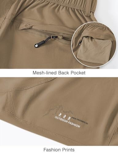 Rdruko Women's Hiking Pants Lightweight Quick Dry Water Resistant Outdoor Travel Fishing Pants with Pockets - color: Light Brown, size: XX-Large