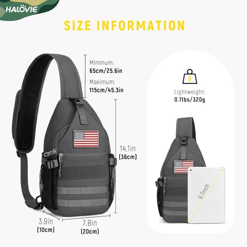 HALOVIE Crossbody Sling Bag Anti Theft RFID Sling Backpack Lightweight Travel Hiking EDC Tactical Chest Shoulder Pack Gift for Men - color: Gray