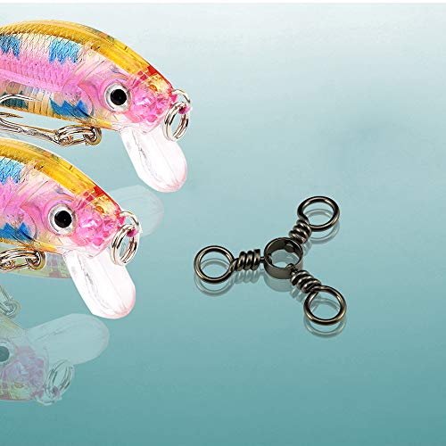 AMYSPORTS Fishing Connector Fish Swivels Tackle 3 Way Fishing Swivel Saltwater Freshwater Fishing Tackle Accessories Crossline Trolling Line Lure Connector - size: Size2/0 (126lb) 50 pcs