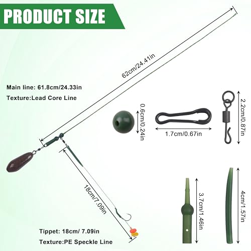 Carp Fishing Rigs Kit Carp Hair Rig with Carp Sinker Weights Carp Hooks Corn Bait Leader Rigs Quick Change Rolling Swivels Sleeves Carp Fishing Equipment Accessories - color: Carp Rigs Waterdrop Sinker, size: 3.5oz