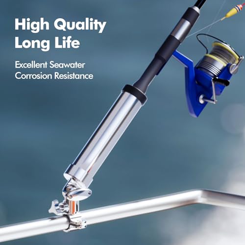Boat Fishing Rod Holder, 360 Degree Marine Grade Stainless Steel 316 Adjustable Swivel Fishing Pole Holders, Deck Mount and Rail Mount Fishing Rod Bracket - style: 32mm Rail Mount
