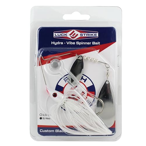 Luck E Strike Hydra-Vibe Spinner Bait with Custom Blades - color: White, size: 3/4 OZ