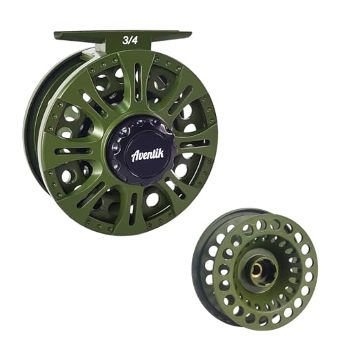 Aventik HVCE Graphite Fly Reel Center Drag System Classic III Graphite 3/4, 5/6, 7/8wt Large Arbor Freshwater Fly Fishing Reels - size: 3/4, style: With Extra Spool