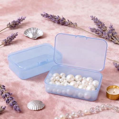 LJY 28 Pieces Rectangular Empty Mini Clear Plastic Organizer Storage Box Containers with Hinged Lids (3.3 x 2.2 x 1 inch, Blue) - color: Blue, size: 3.3 x 2.2 x 1 inch