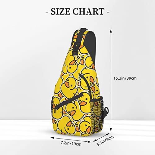 Unique Rubber Duck Sling Bag Crossbody Backpack for Men Women a Bunch of Yellow Rubber Ducks Cartoon Animal Overlay Chest Bag Casual Shoulder Backpack Sport Travel Hiking Daypack - color: Rubber Ducky Cartoon Animal