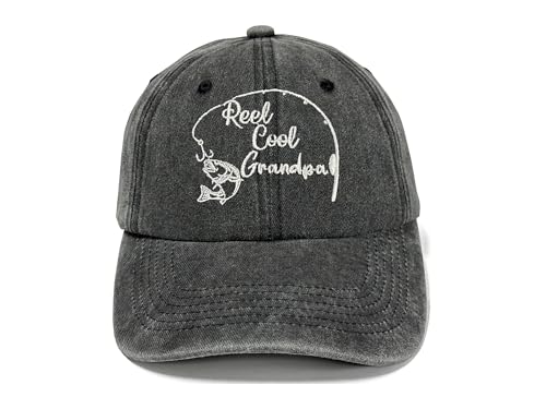 Fishing Baseball Cap for Men Women, Adjustable Embroidered Hat | Fishing Gear, Outdoor Adventure Design, Precision Embroidery Craft, One Size Adjustable Fit - color: Grandpa (Washed Black)