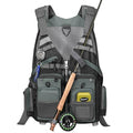 Gonex Fly Fishing Vest for Men Women, Comfortable Adjustable Fishing Vest with Multi-Pockets Reflective Stripes - color: Gray+black