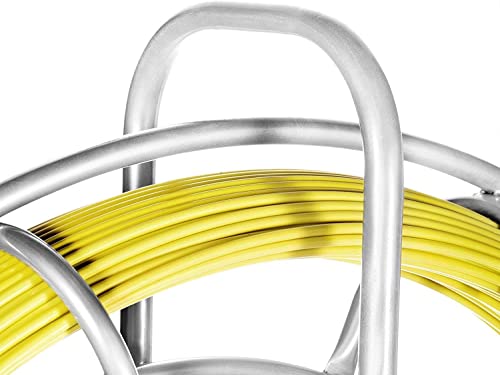 Fish Tape Fiberglass, 656FT 1/4in Duct Rodder Fish Tape Wire Puller, Cable Running Rod with Steel Reel Stand, Min Bending Radius 13 inch/330 mm Fishing Tools for Walls & Electrical Conduit