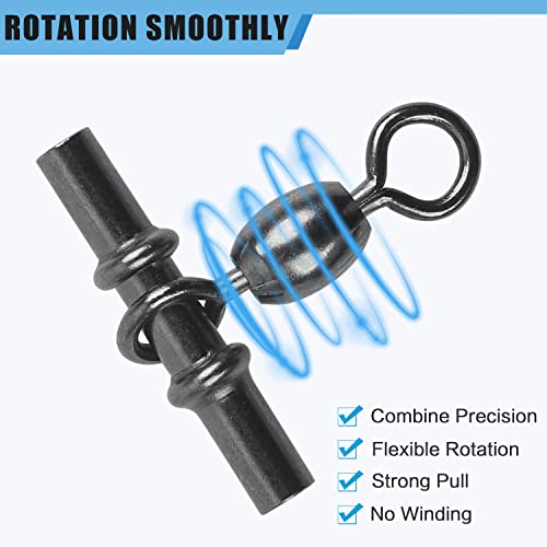 Fishing Cross Line 3 Way Swivel,40pcs T-Shape Sleeve Swivels Heavy Duty Crimp Crane Swivel Brass Triple Swivels for Deep Drop Rigs Saltwater Fishing Tackle - size: 3/0-180lb-40PCS