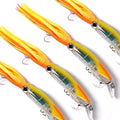 Wondersee Squid Fishing Bait Soft Hard Lures Kit Swimbait Crankbait Jig Simulation Weighted Holographic 4 PCS - color: orange&yellow