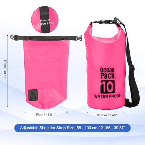 Waterproof Dry Bag, 10L Fit for Women Men Water Proof Bags Lightweight Dry Storage Floating Backpack with Whistle for Travel Backpacking Boating Kayaking (Rose Red) - color: Rose Red, size: 10L