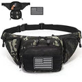 Tactical Fanny Pack Gun Holster Concealed Carry Pistol Military Tactical Waist Bag Waterproof Molle EDC Pouch with USA Flag Patch - color: Black Camouflage