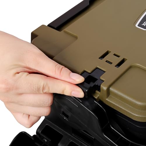 Dual-layer Fishing Tackle Box, Tackle Box Organizer Fishing Box Large, Plastic Portable Tackle Storage Box with 2pcs Rod Holder, 2pcs Cup Holder, 1pc Carring Strap - color: Army Green
