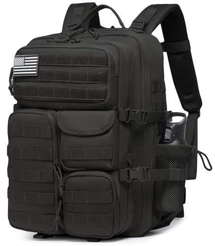 Wotony Tactical Backpack - Military waterproof backpack with multiple pockets and tactical gear for the outdoors (Black, 45L) - color: Black, size: 45L