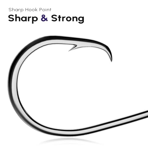 100Pcs Circle Fishing Hooks, Carbon Steel Hooks for Saltwater Freshwater, Salt Water Fish Hooks for Trout Catfish Octopus - size: 3/0