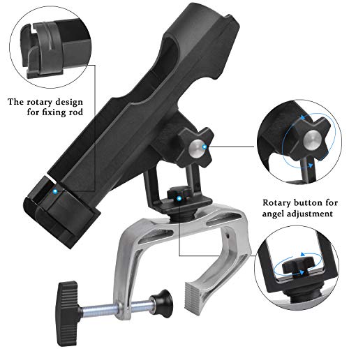Fishing Rod Holders for Boat Adjustable Fishing Pole Holder with Large Clamp Folding Rod Racks Holder - color: 2PC 02# Max Opening 1.97"