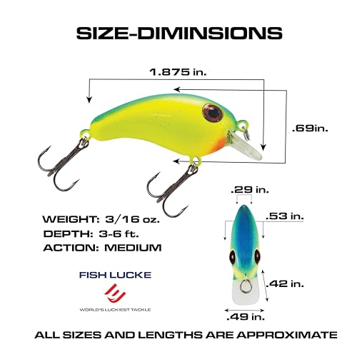 Luck E Strike Crappie Magic Crankbait (2 Inch Crappie Lure) Made in The USA - color: Blue Chartreuse