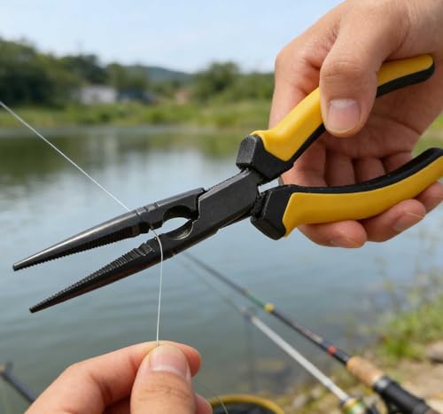9-inch Fishing Pliers with Rust-resistant Teflon Coating, Fresh/Sea Fishing Tools, Comfortable Grip Fishing Gear for Fishing Trips - style: 9" Straight Nos