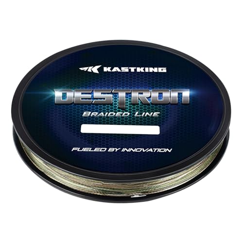 KastKing Destron Braided Fishing Line, Highly Abrasion Resistant, Improved Knot Strength, Ultra-Thin Diameter Superline, Zero Stretch & Memory, CFT “Color Fast Technology”, 75% Thinner Than Mono - color: X4-Green Algae, size: 150 Yds-15 LB