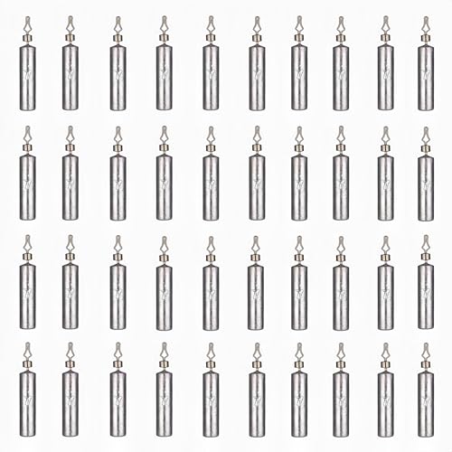 50Pcs Fishing Weights Sinkers Drop Shot Weights Pencil Skinny Sinkers with Barrel Swivel Casting Sinkers Catfishing Sinkers Lead Weights Sinkers for Saltwater Freshwater Fishing-(3.5-10g) - size: 1/4oz(7g)-40 Pack