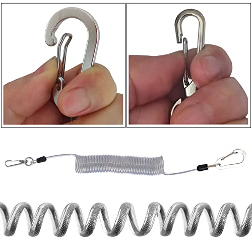 Fishing Lanyard, Heavy Duty Coiled Lanyards Stainless Steel Wire Inside, Safety Rope Extension Cord Tether Retractable Fishing Accessories for Rods, Pliers, Boating, Paddles, Kayak - color: Silver
