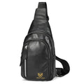 Crossbody Bags for Men Leather Sling Bags Mens Chest Bag Backpack Travel Hiking Fishing Outdoor Sports - color: Black