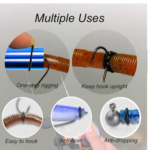 Wacky Rigging Tool, Fishing Bait Rigs, Wacky Rig Ring Tool with 70PCS Worm O-Rings, Wacky Worm Kit for Senko Neko Finesse Stick Soft Baits - color: Navy Blue