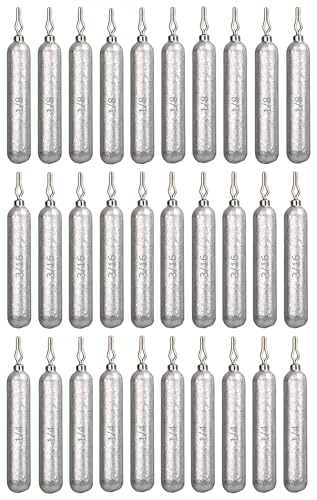Reaction Tackle Drop Shot Weights for Bass Fishing - Skinny Pencil Sinkers for Drop Shot Rig - Freshwater and Saltwater Finesse Fishing - color: Silver, size: 30 Piece Kit