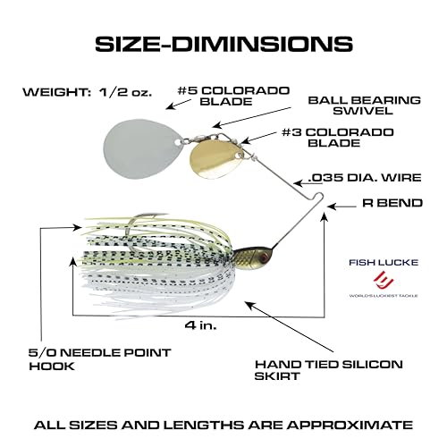 Luck E Strike Jimmy Houston Legends Spinner Bait with Colorado Blades (1/2 Ounce Spinnerbait) 5/0 Hook - color: SX Shad