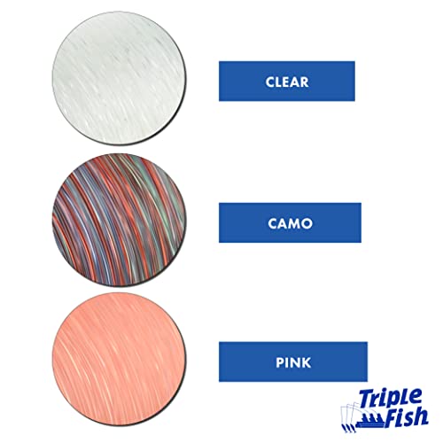 Triple Fish Monofilament Fishing Line - Strong Clear Pink Camo Color for Trolling, Bottom Fishing, Casting Main Line Catfish, Bass - color: Clear, style: 40 Lb Test / 1/4 Lb Spool