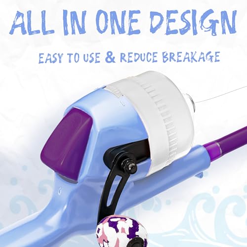 Kids Fishing Pole, Telescopic Fishing Rod, Toddler Collapsible Fishing Rod and Reel Combo with Tackle Box, Fishing Line, Bobber, and Soft Lures for Boy, Girl, Youth, Beginner, Over 4 Years Old - color: Misty Blue & Magic Purple