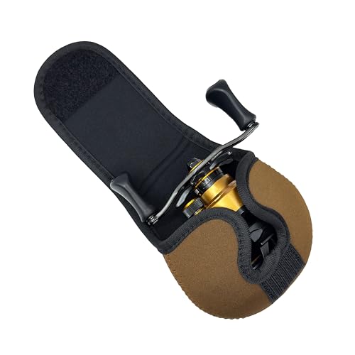 Neoprene Baitcast Reel Cover, Fishing Reel Protector, Fishing Reel Cover, Baitcaster Case, Low Profile Baitcaster Case, Casting Reel Covers, 50 100 200 Series Baistcasters (1, Brown) - color: Brown